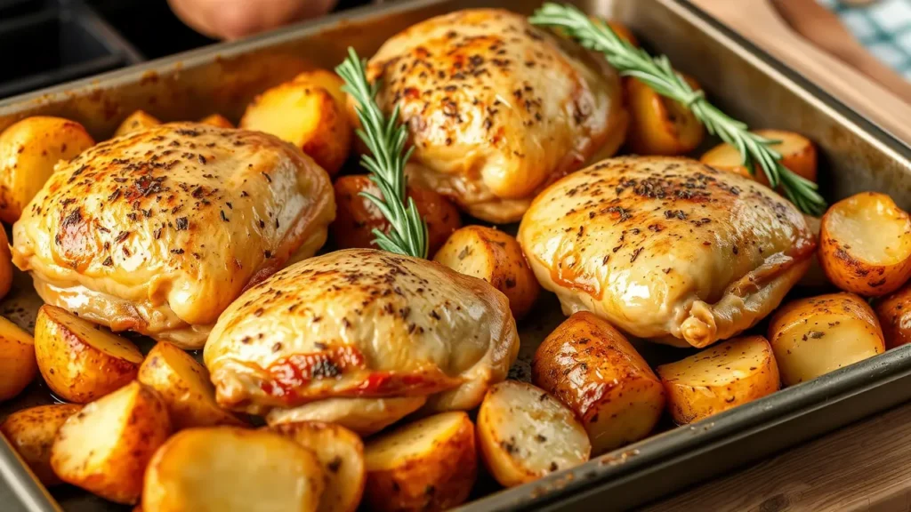 Pollo al horno con patatas